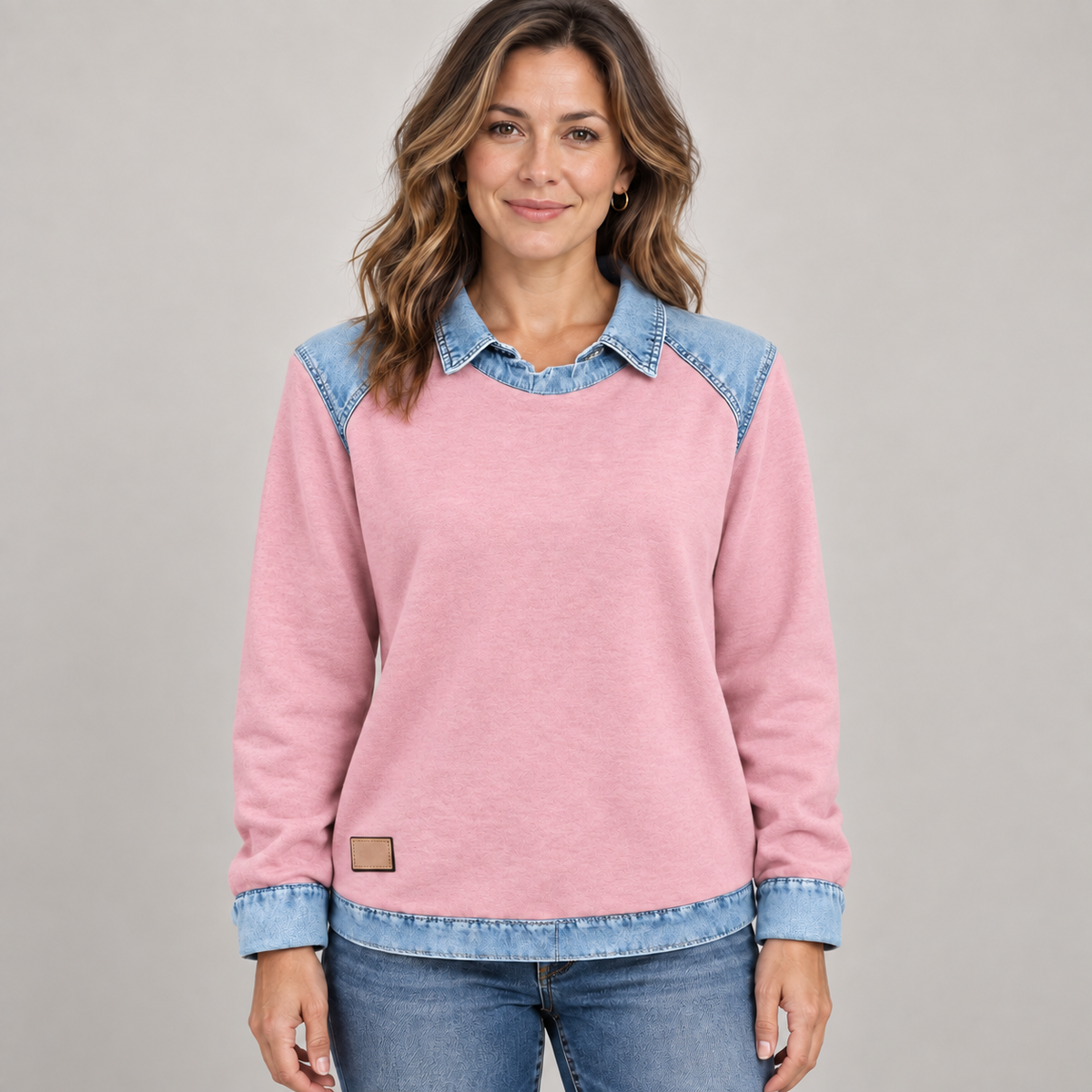 Trendy Long Sleeve — Pink — front view