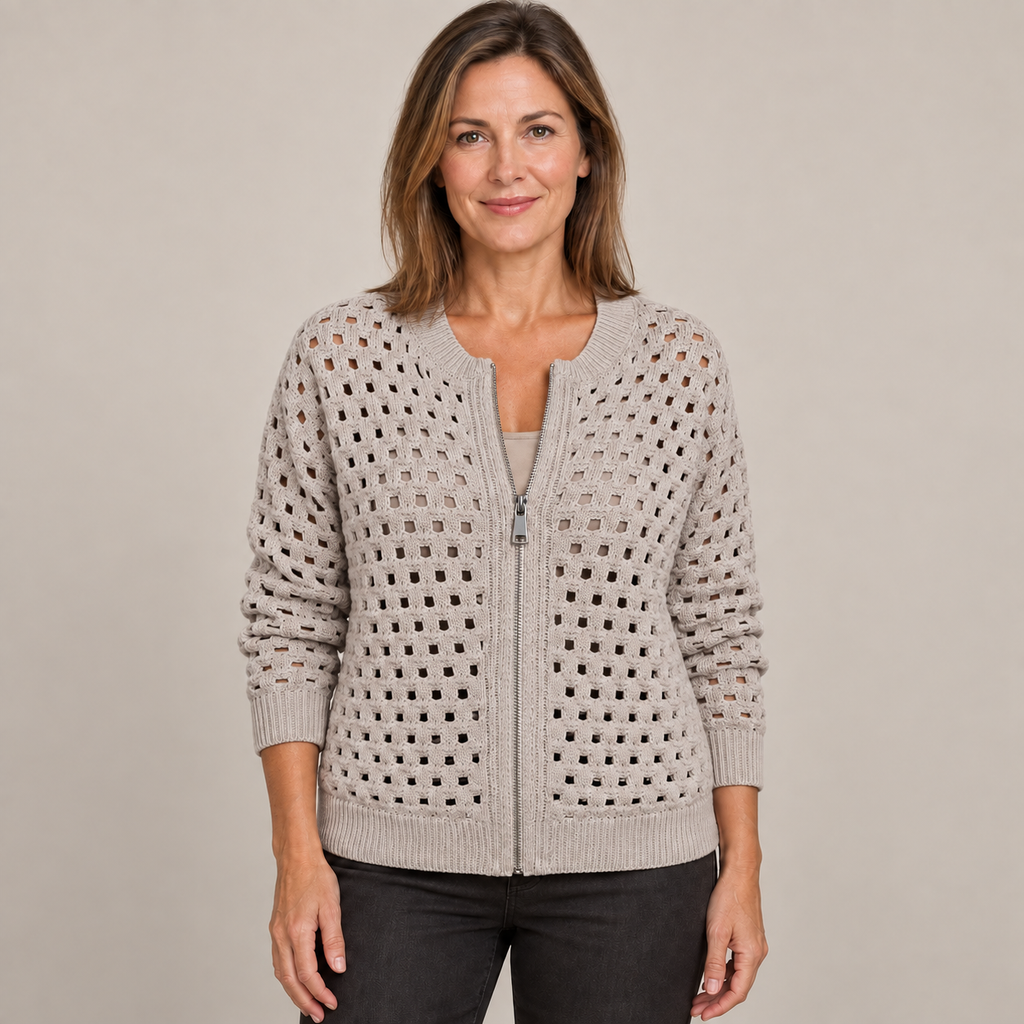 Desiree Premium Knitted Cardigan — Khaki — front view
