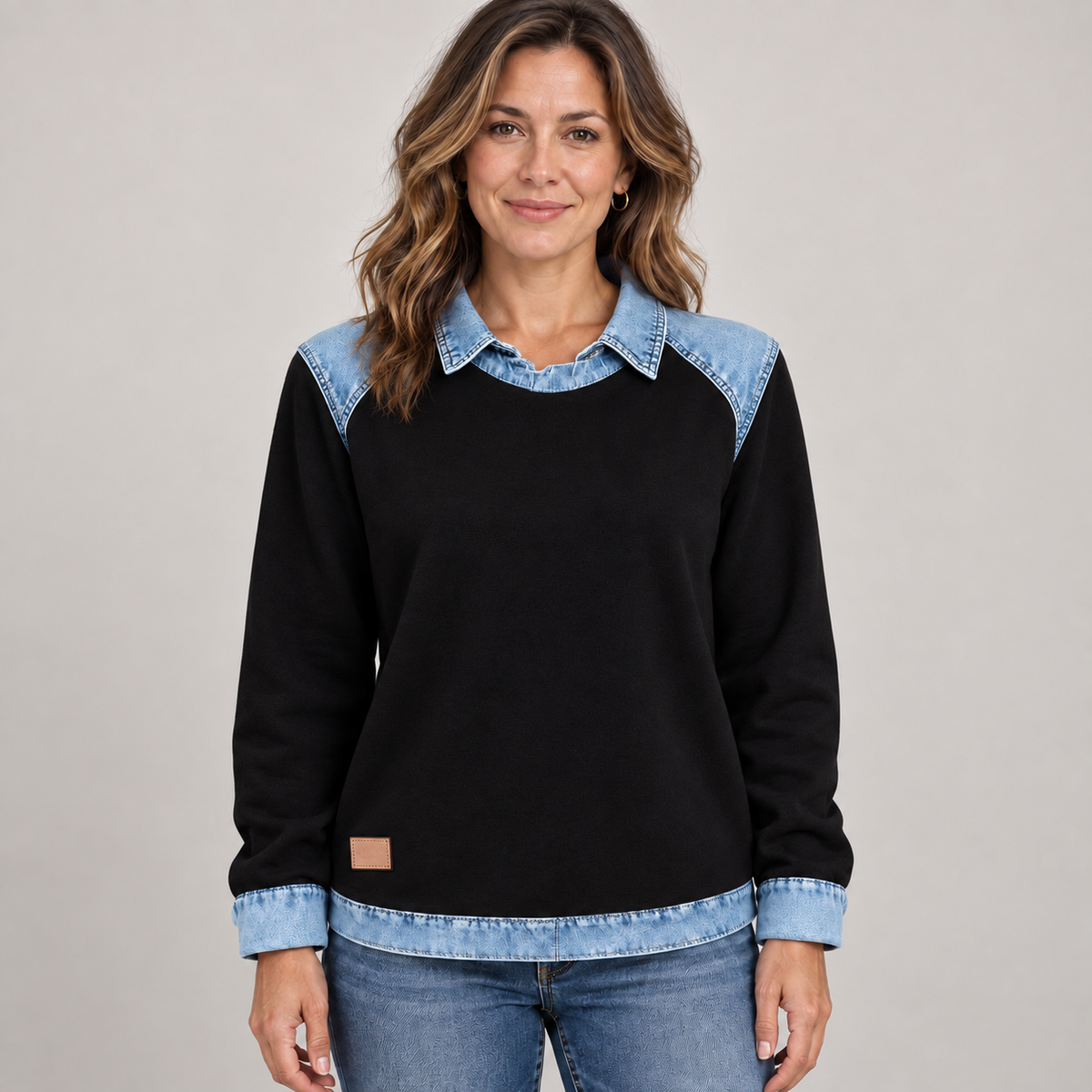 Trendy Long Sleeve — Black — front view