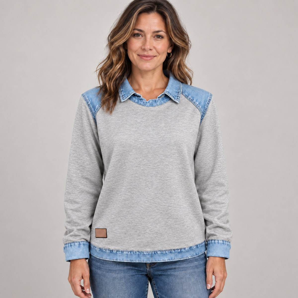 Trendy Long Sleeve — Gray — front view