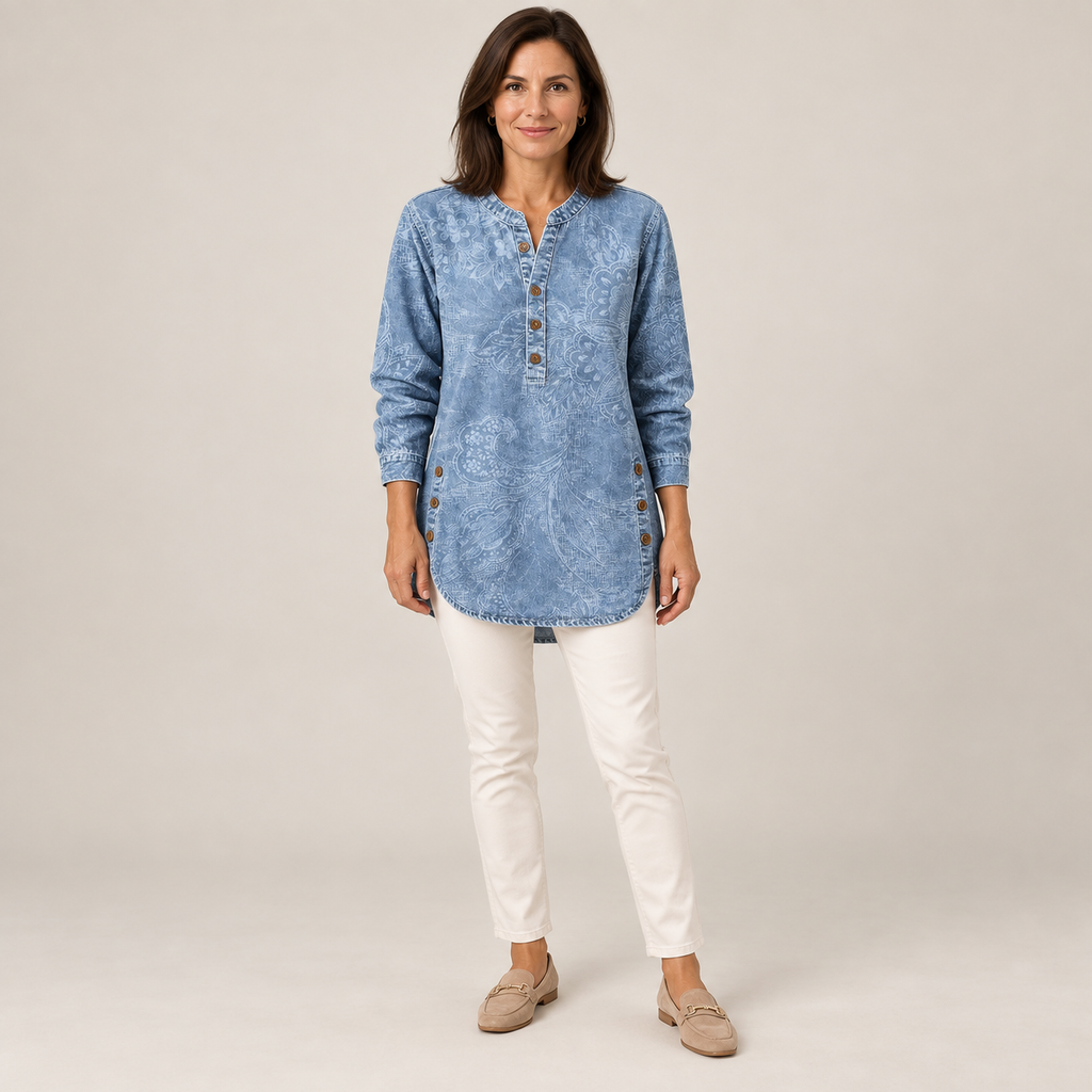 Angela — Denim Blue — front view