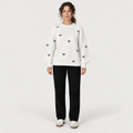 Isla Hearts Wool Sweater — White — front view