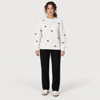 Isla Hearts Wool Sweater — White — front view