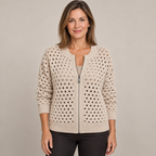 Desiree Premium Knitted Cardigan — Beige — front view