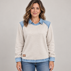 Trendy Long Sleeve — Beige — front view