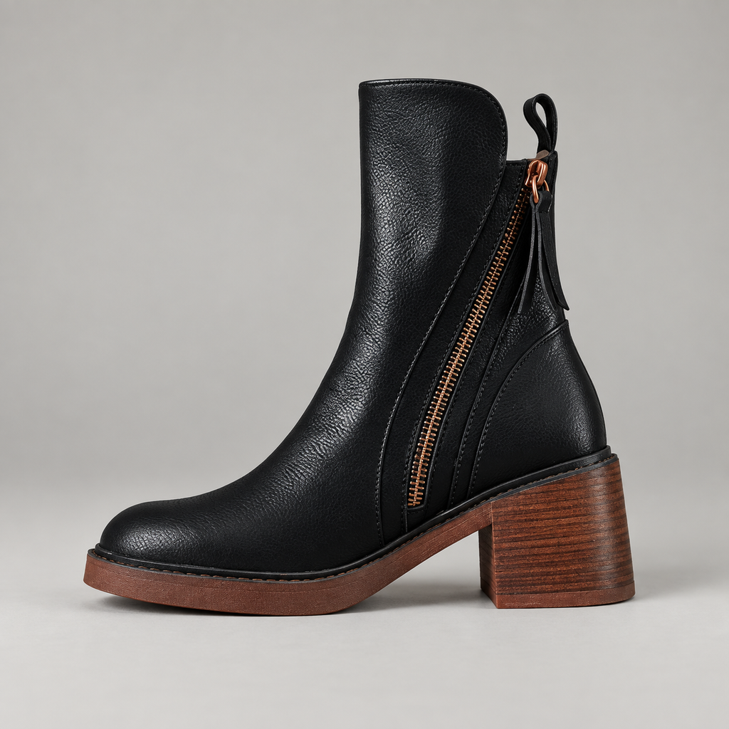 Grazia Ankle Boots — Black — side view
