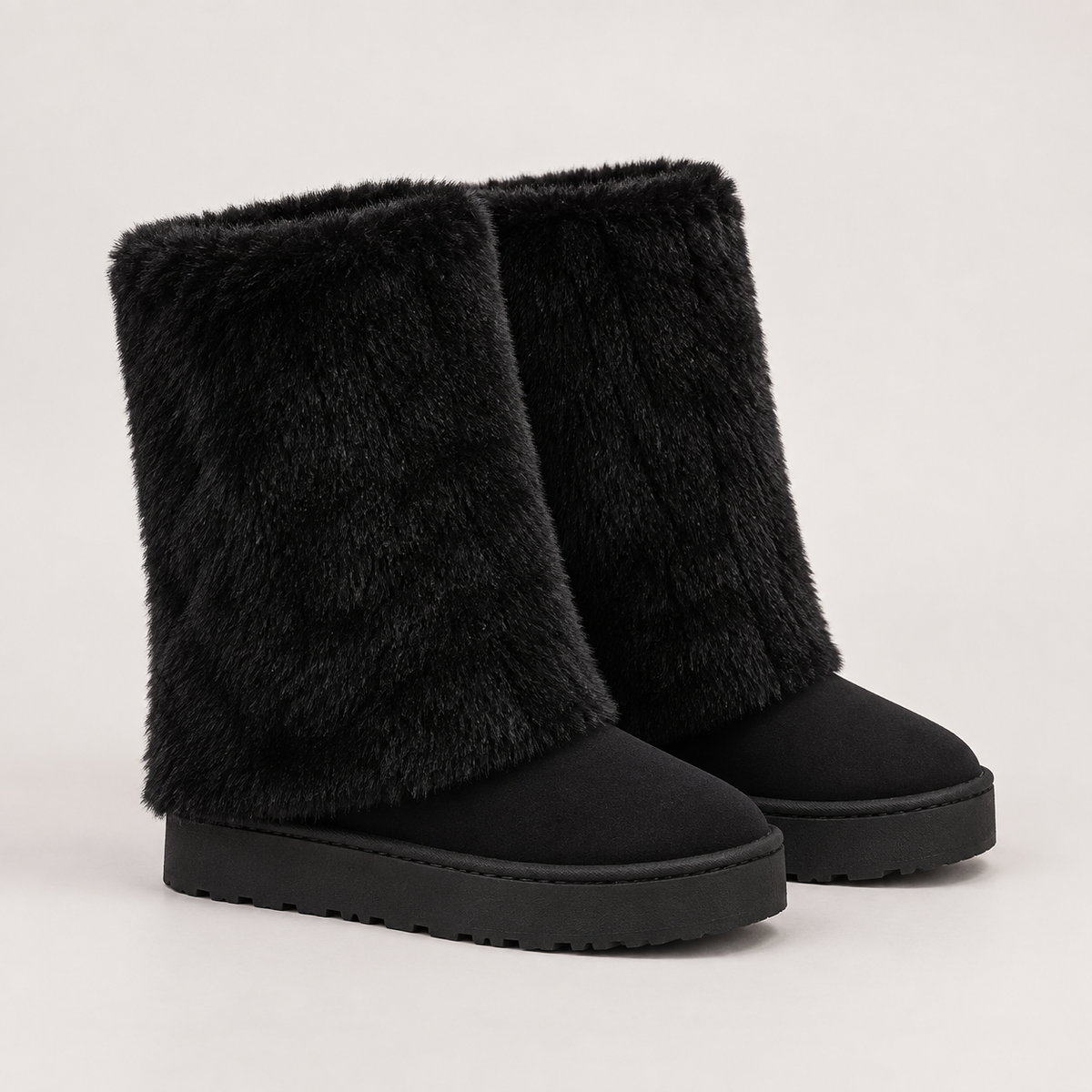 Raila Fur Boots — Black — side view