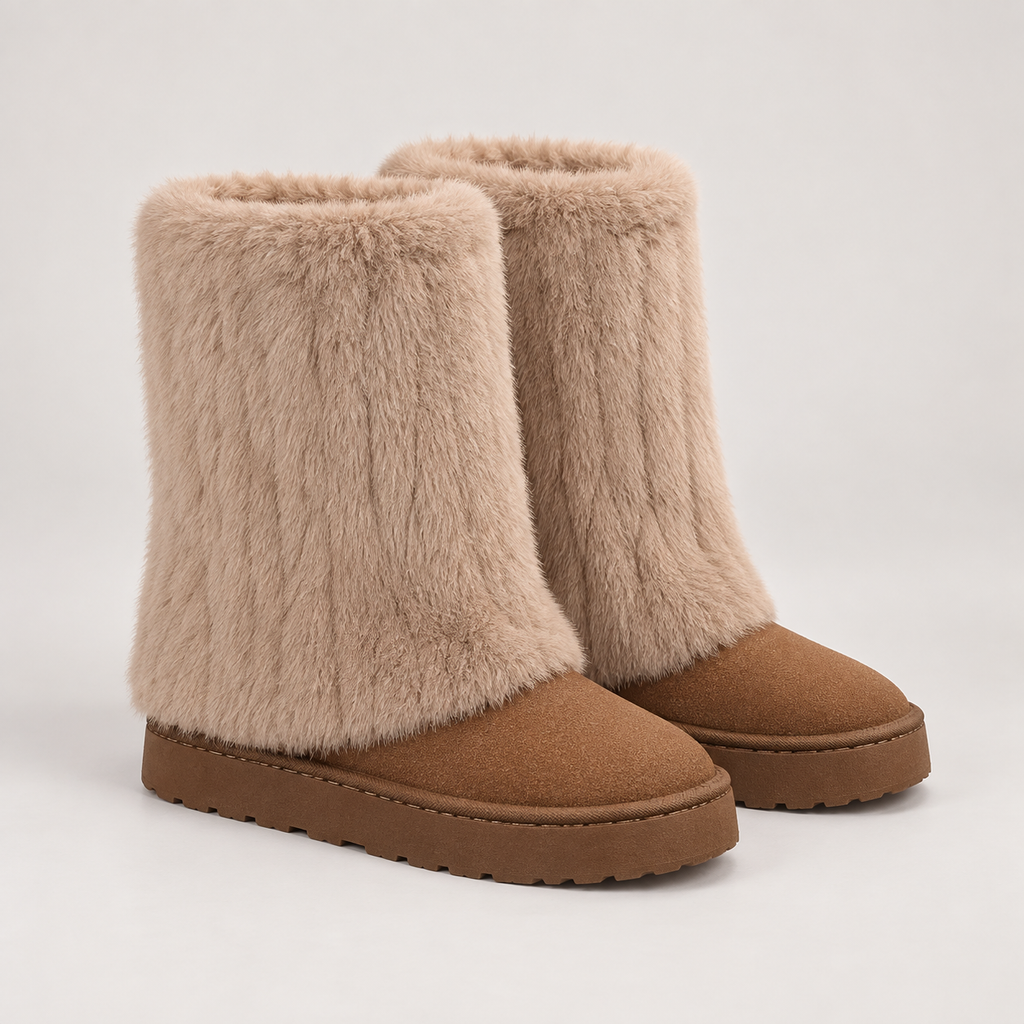 Raila Fur Boots — Brown — side view