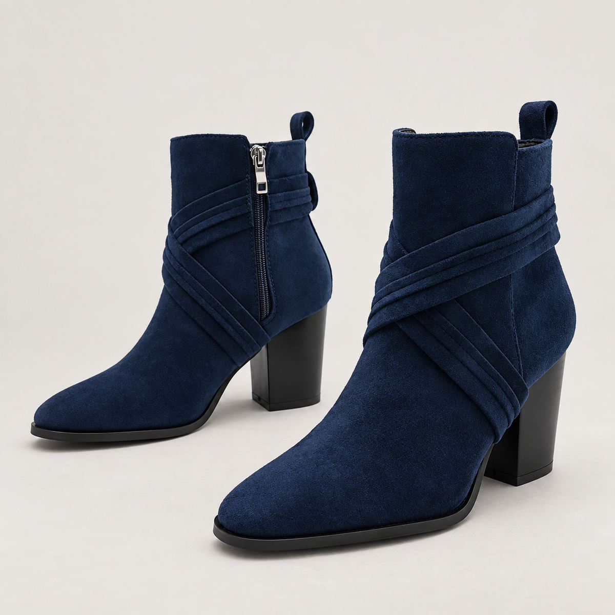 Jia Ankle Boots — Blue — side view