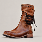 Ciss Vintage Lace-Up Boots — Brown — side view