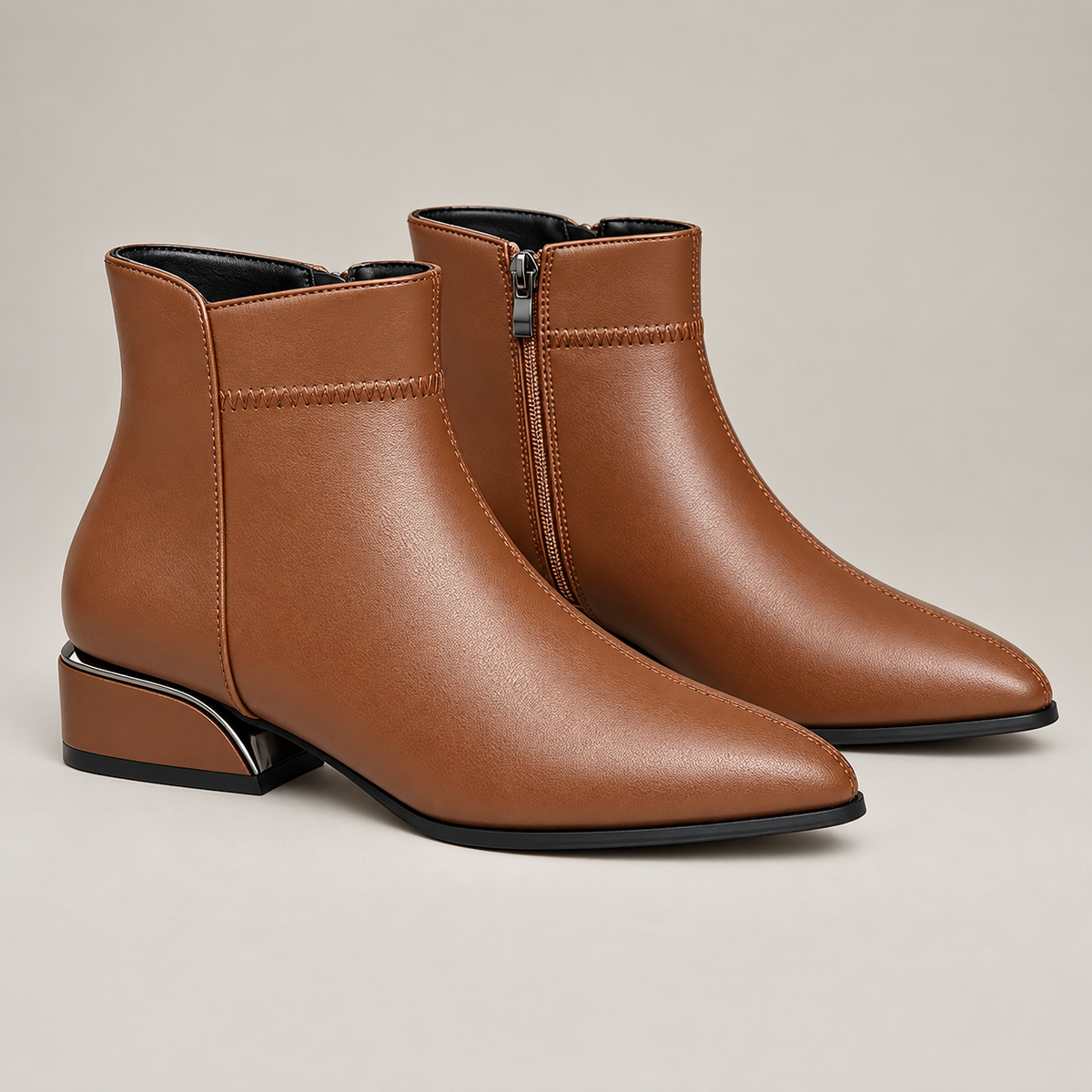 Zoe Ankle Boots — Brown — side view