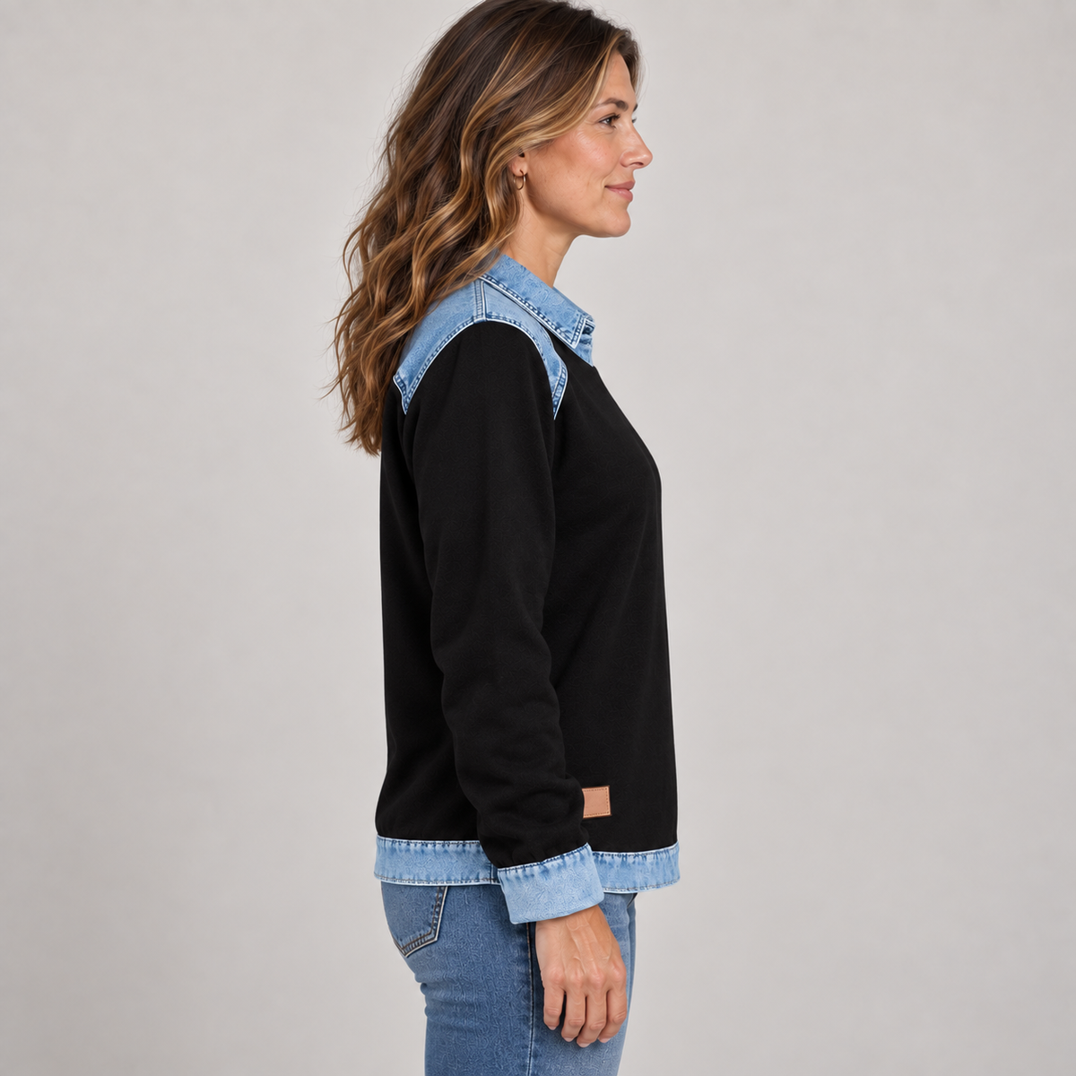 Trendy Long Sleeve — Black — side view