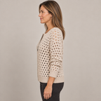 Desiree Premium Knitted Cardigan — Beige — side view