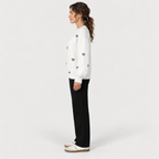 Isla Hearts Wool Sweater — White — side view
