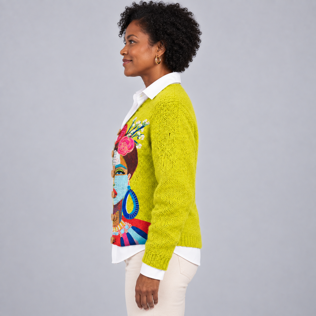 Oil Painting Freda Portrait Art Printed — Multicolour — side view