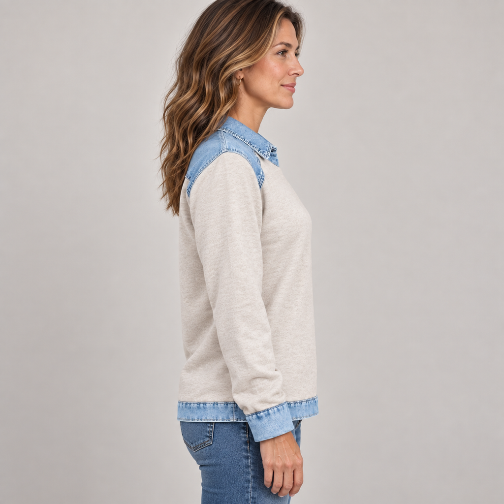 Trendy Long Sleeve — Beige — side view