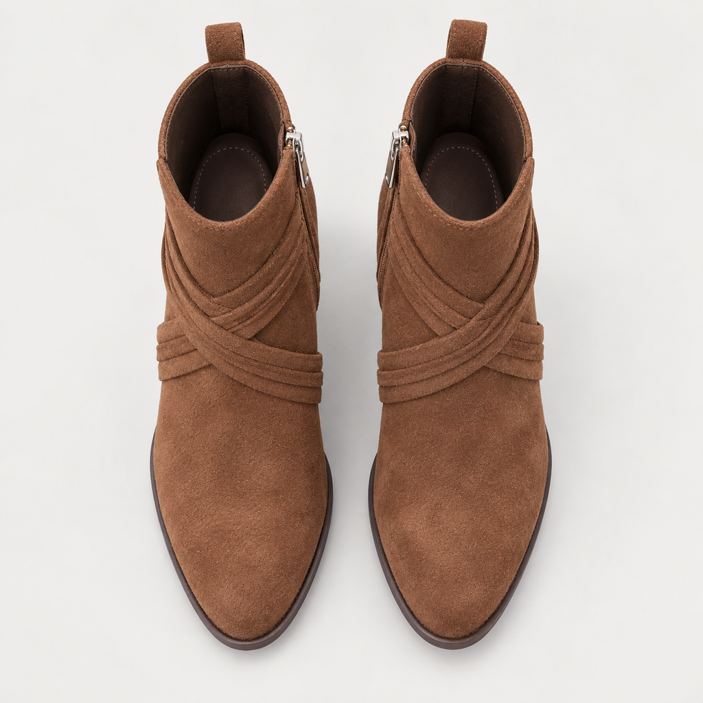 Jia Ankle Boots — Brown — top view