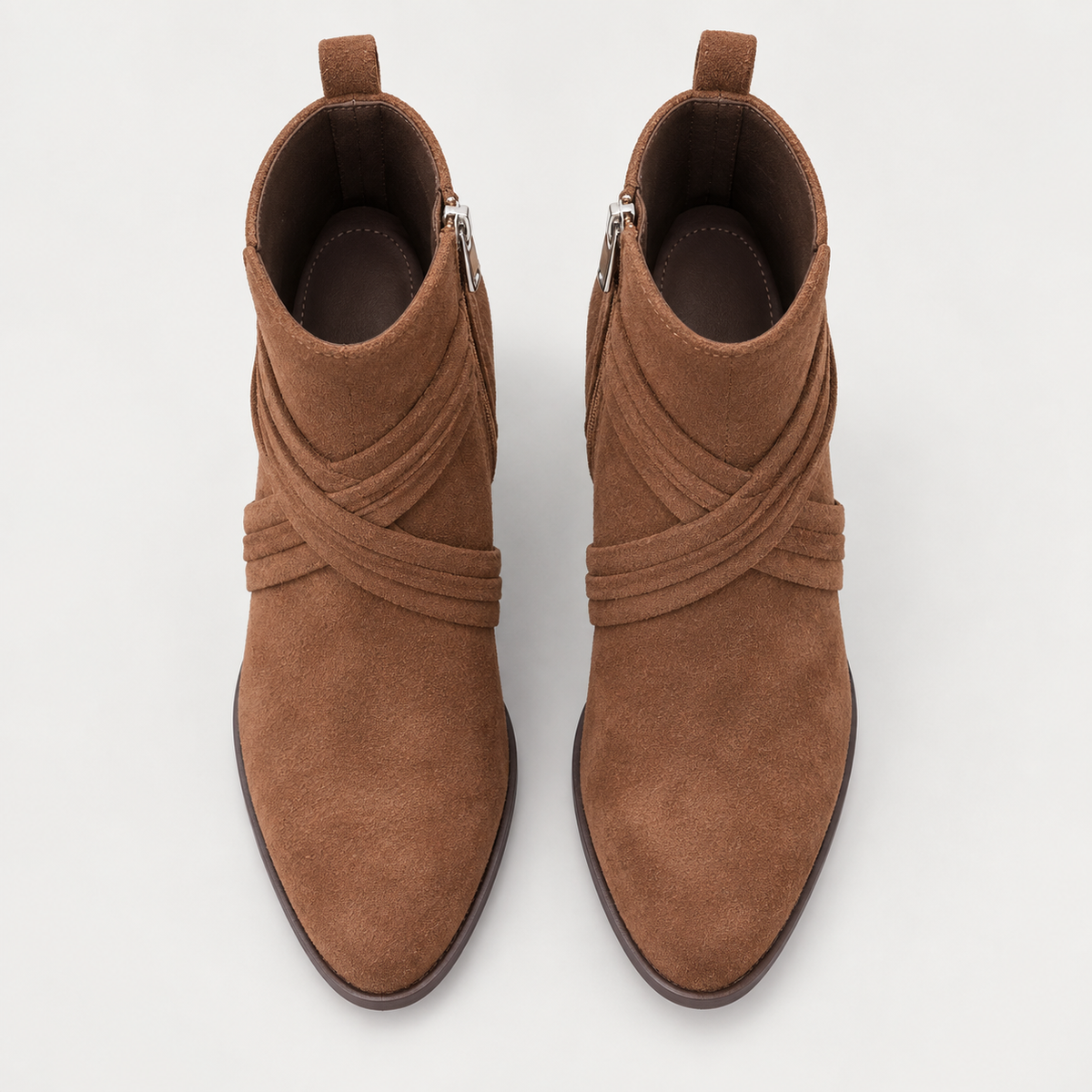 Jia Ankle Boots — Brown — top view