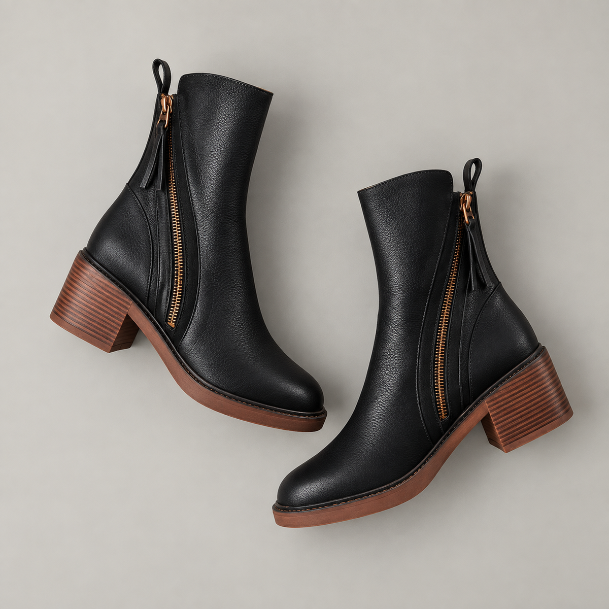 Grazia Ankle Boots — Black — top view