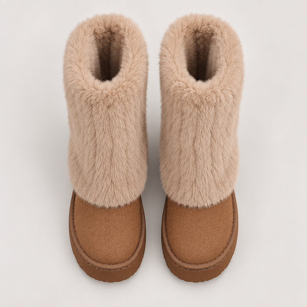 Raila Fur Boots — Brown — top view