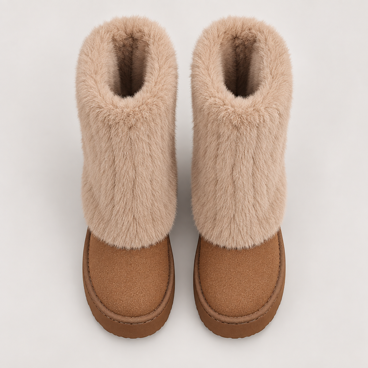 Raila Fur Boots — Brown — top view