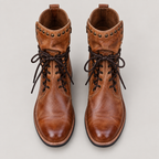 Ciss Vintage Lace-Up Boots — Brown — top view