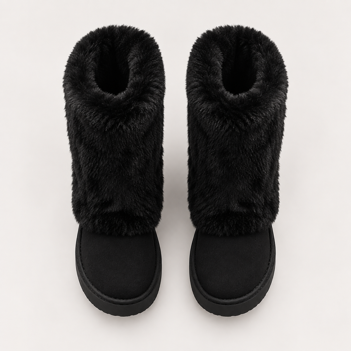 Raila Fur Boots — Black — top view