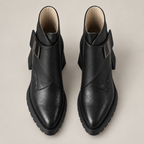 Aziel Leather Boots — Black — top view