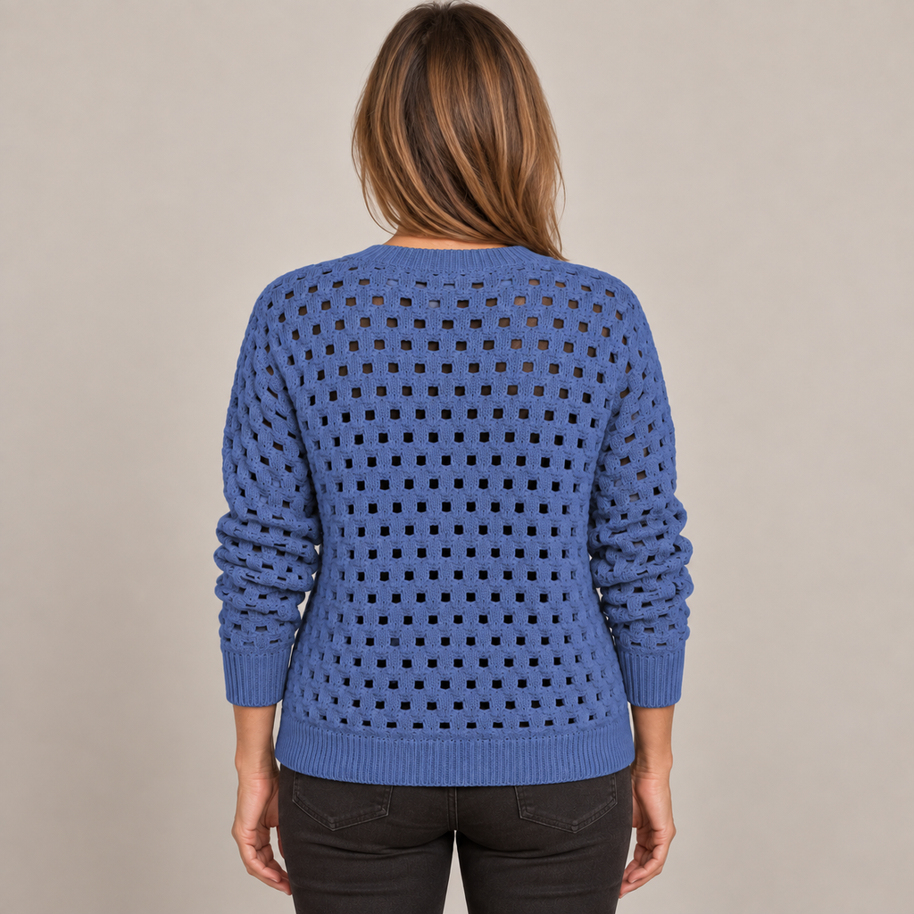 Desiree Premium Knitted Cardigan — Blue — back view