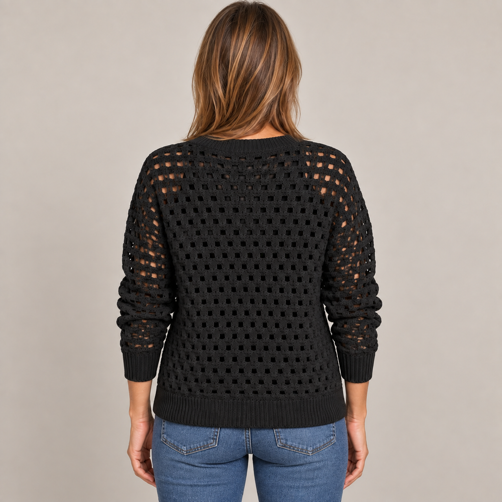 Desiree Premium Knitted Cardigan — Black — back view