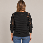 Desiree Premium Knitted Cardigan — Black — back view
