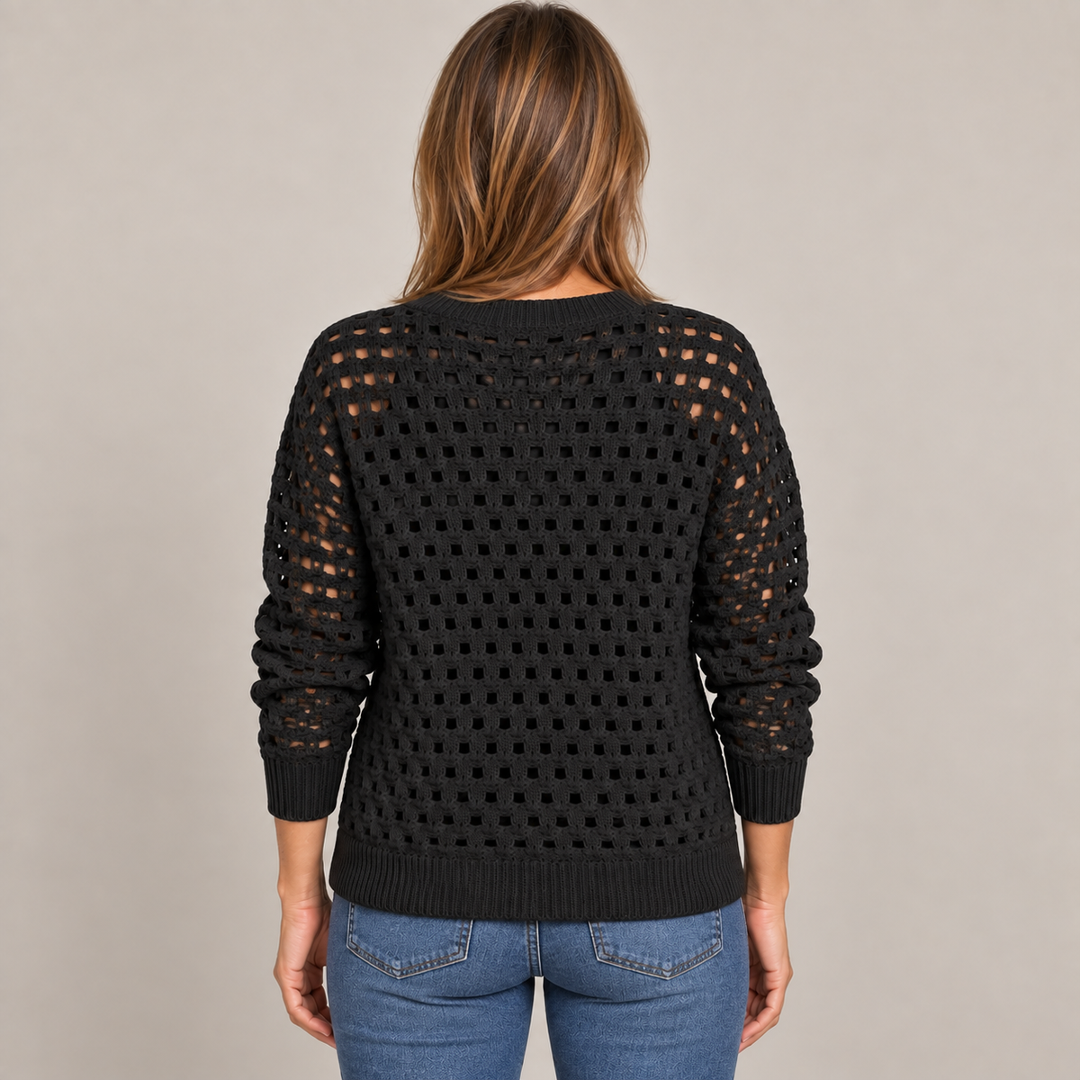Desiree Premium Knitted Cardigan — Black — back view