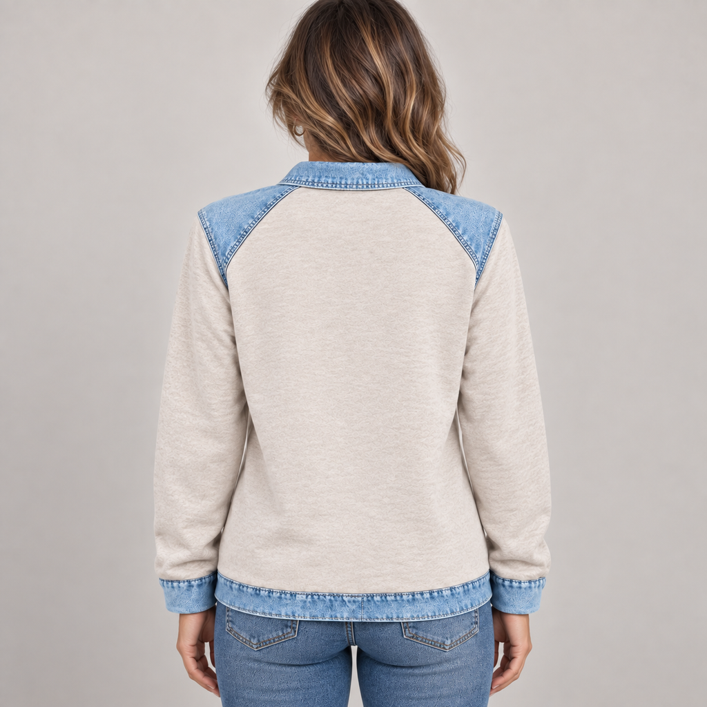 Trendy Long Sleeve — Beige — back view