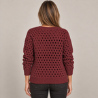 Desiree Premium Knitted Cardigan — Burgundy — back view
