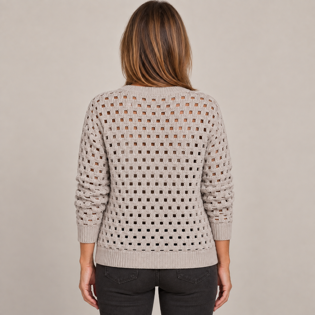 Desiree Premium Knitted Cardigan — Khaki — back view