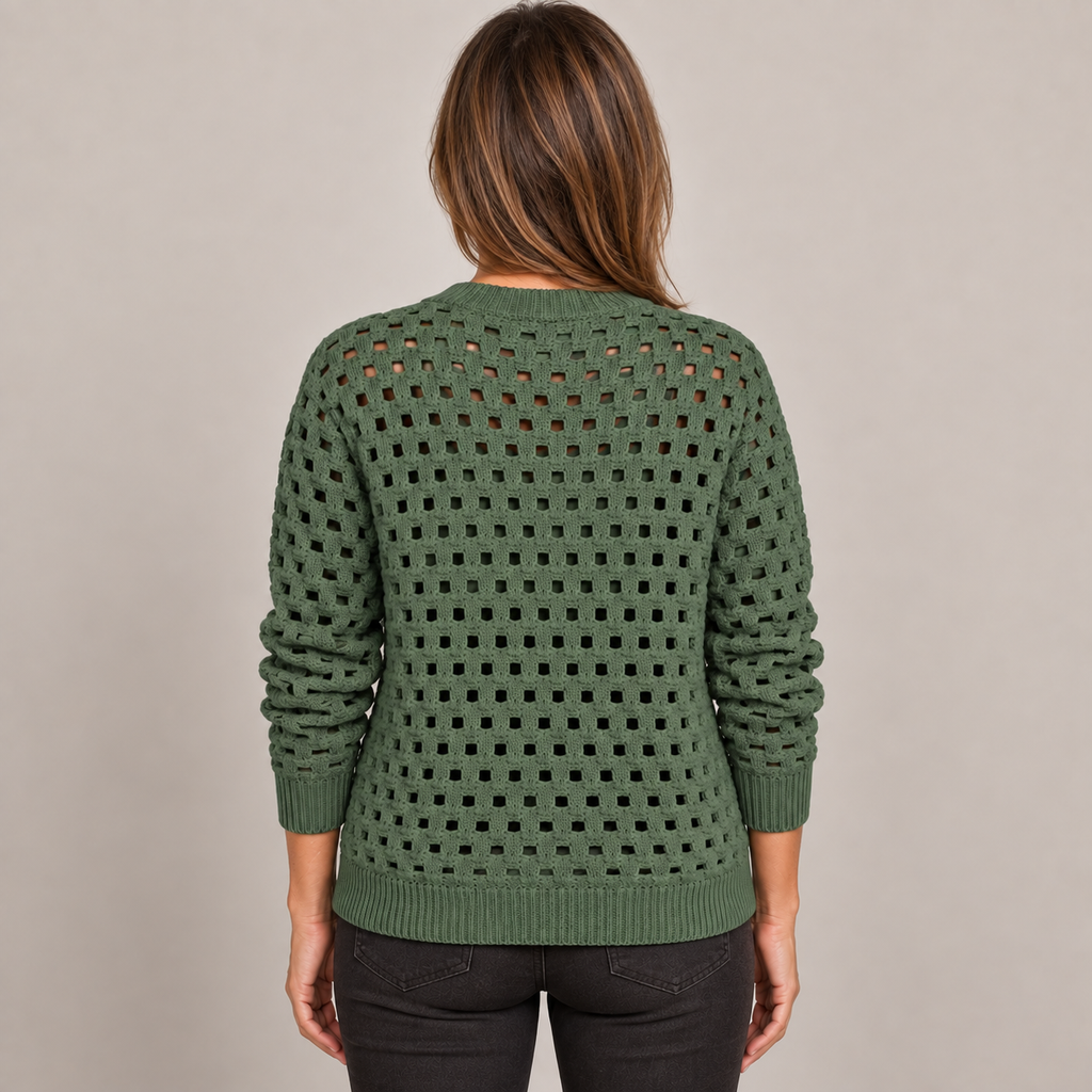 Desiree Premium Knitted Cardigan — Green — back view