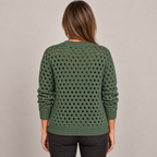 Desiree Premium Knitted Cardigan — Green — back view
