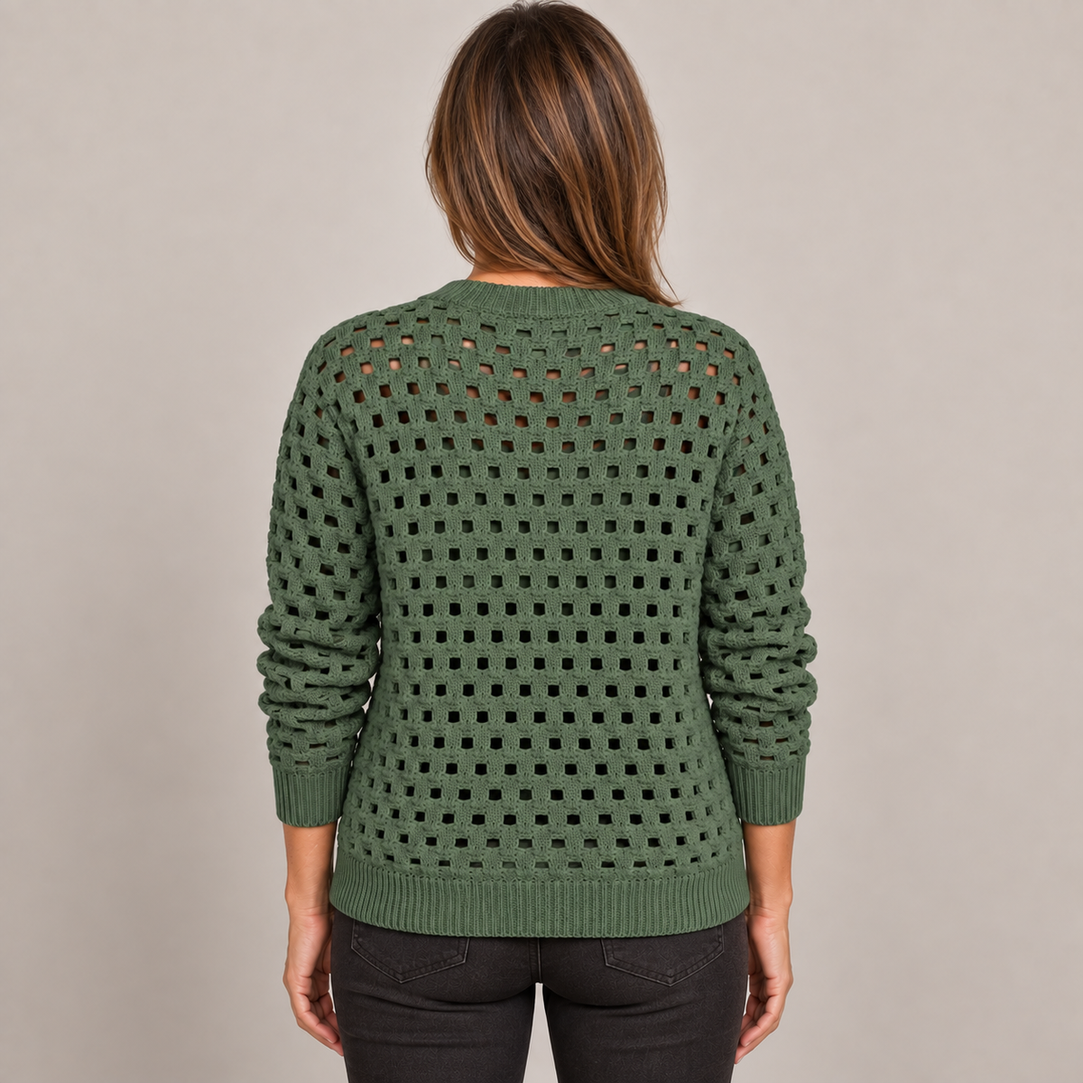 Desiree Premium Knitted Cardigan — Green — back view