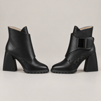 Aziel Leather Boots — Black — opposite lateral