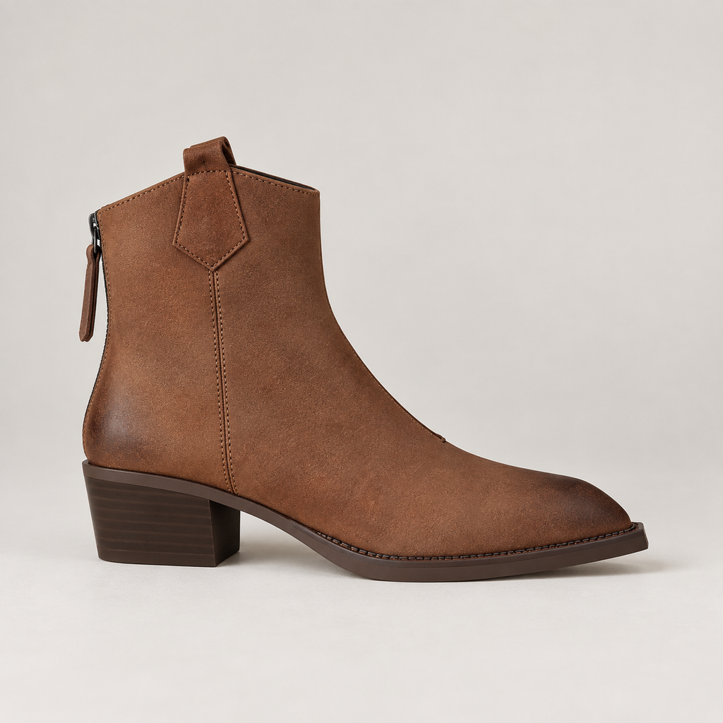 Marley Genuine Leather Boots — Brown — opposite lateral