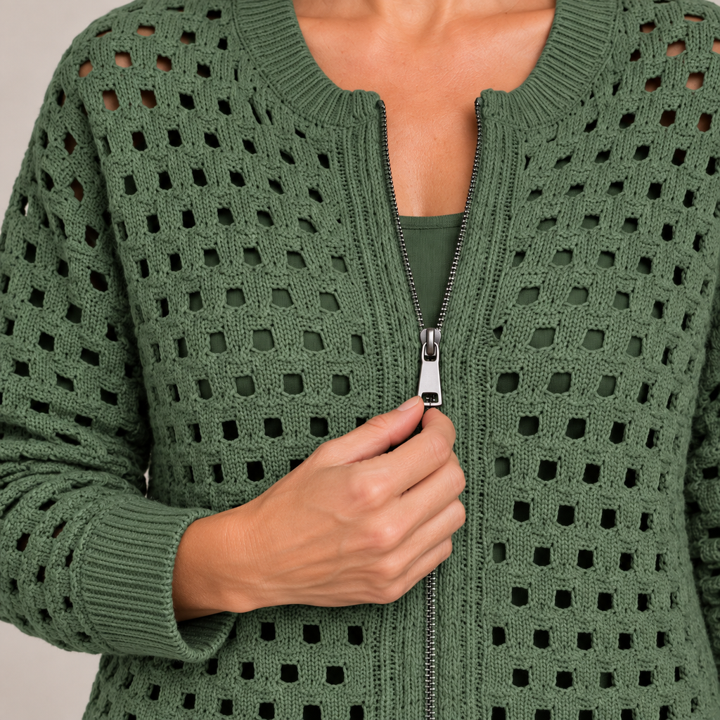 Desiree Premium Knitted Cardigan — Green — detail