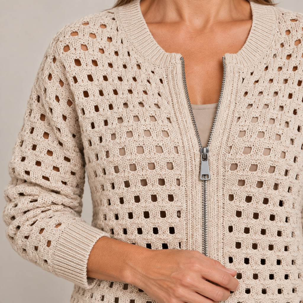 Desiree Premium Knitted Cardigan — Beige — detail