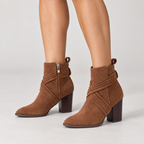 Jia Ankle Boots — Brown — on model