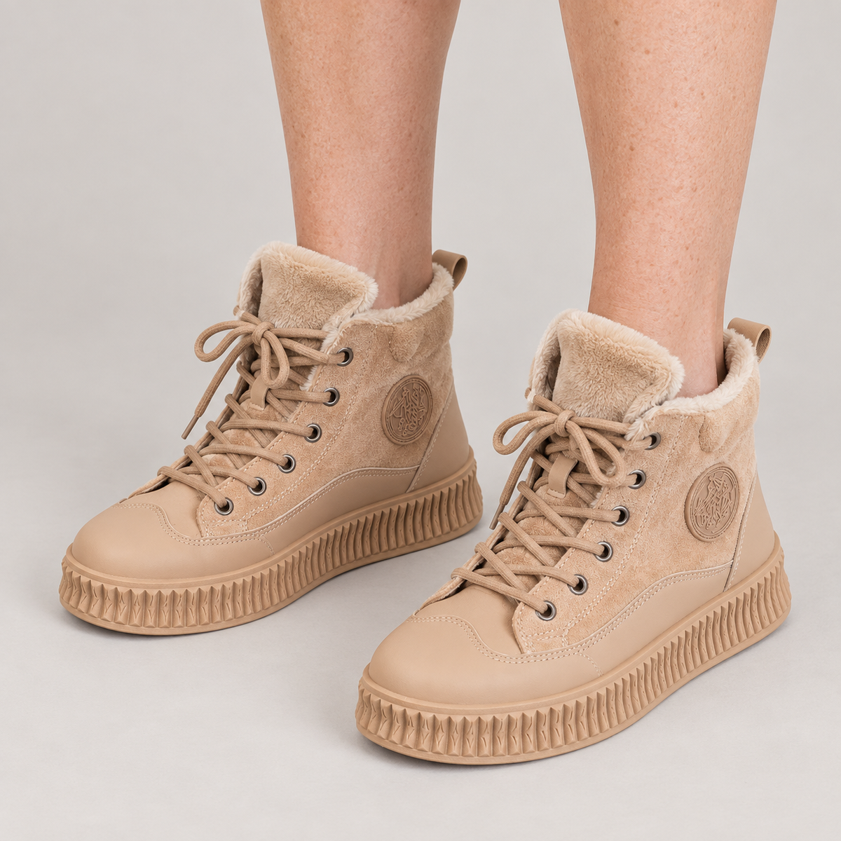 Peru Boots — Khaki — on model