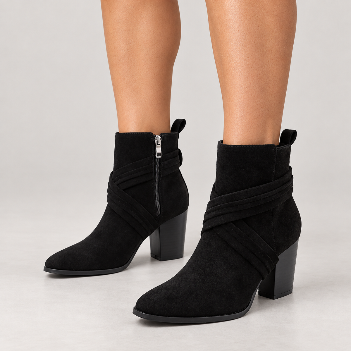 Jia Ankle Boots — Black — on model