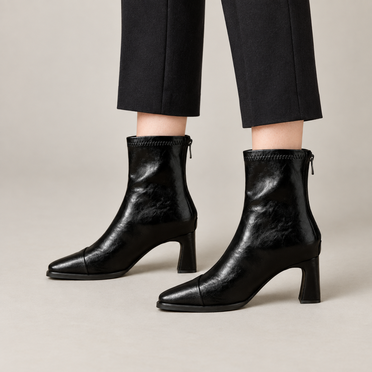 Refina Ankle Boots — Black — on model