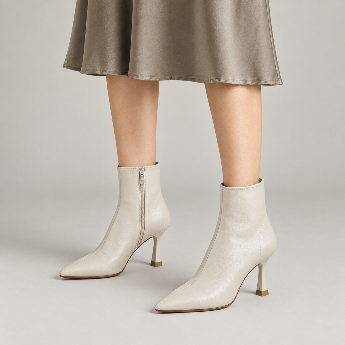 Mavy Ankle Boots — Beige — on model