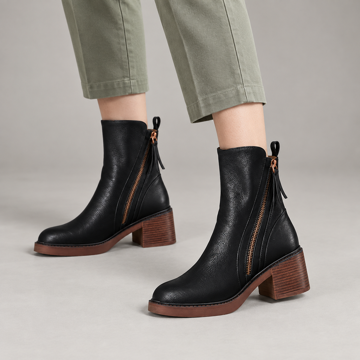 Grazia Ankle Boots — Black — on model