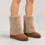 Raila Fur Boots — Brown — on model