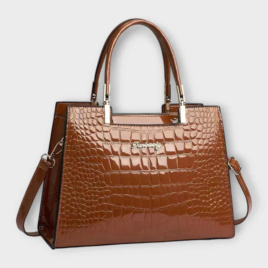 Olivia - Glossy Crocodile Pattern Handbag